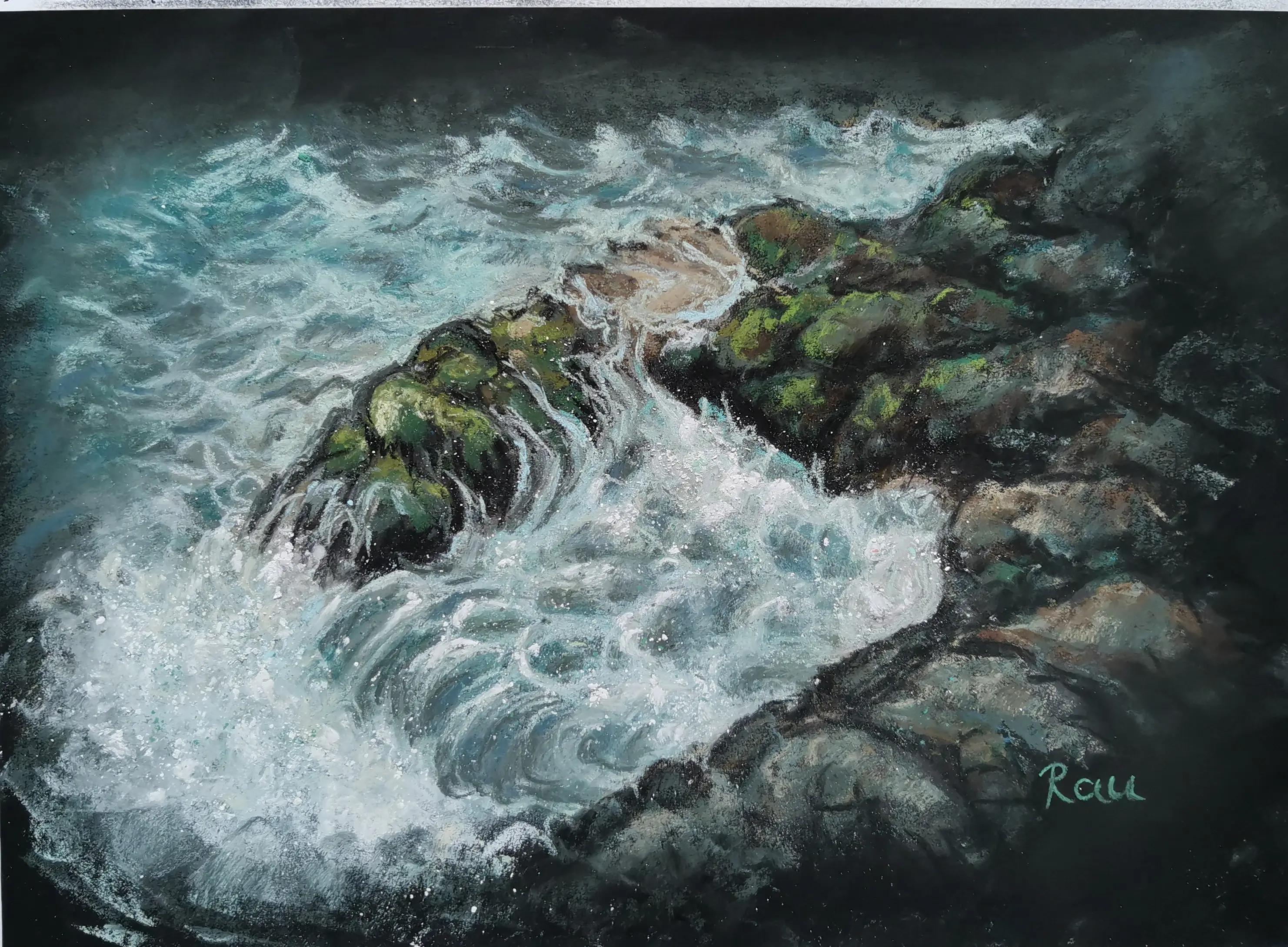 7.1.Камни. морская пена.  пастель.         24х32